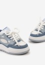 Niebieskie Sneakersy Streetwearowe z Ozdobnym Sznurowaniem na Grubej Podeszwie