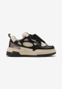 Czarne Sneakersy Streetwearowe z Ozdobnym Sznurowaniem na Grubej Podeszwie