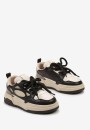 Czarne Sneakersy Streetwearowe z Ozdobnym Sznurowaniem na Grubej Podeszwie