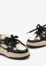 Czarne Sneakersy Streetwearowe z Ozdobnym Sznurowaniem na Grubej Podeszwie
