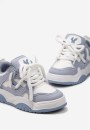 Niebieskie Sneakersy z Ozdobnym Sznurowaniem na Grubej Podeszwie