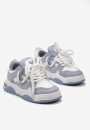 Niebieskie Sneakersy z Ozdobnym Sznurowaniem na Grubej Podeszwie