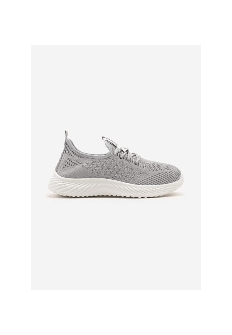 Szare Sznurowane Buty Sportowe do Kostki