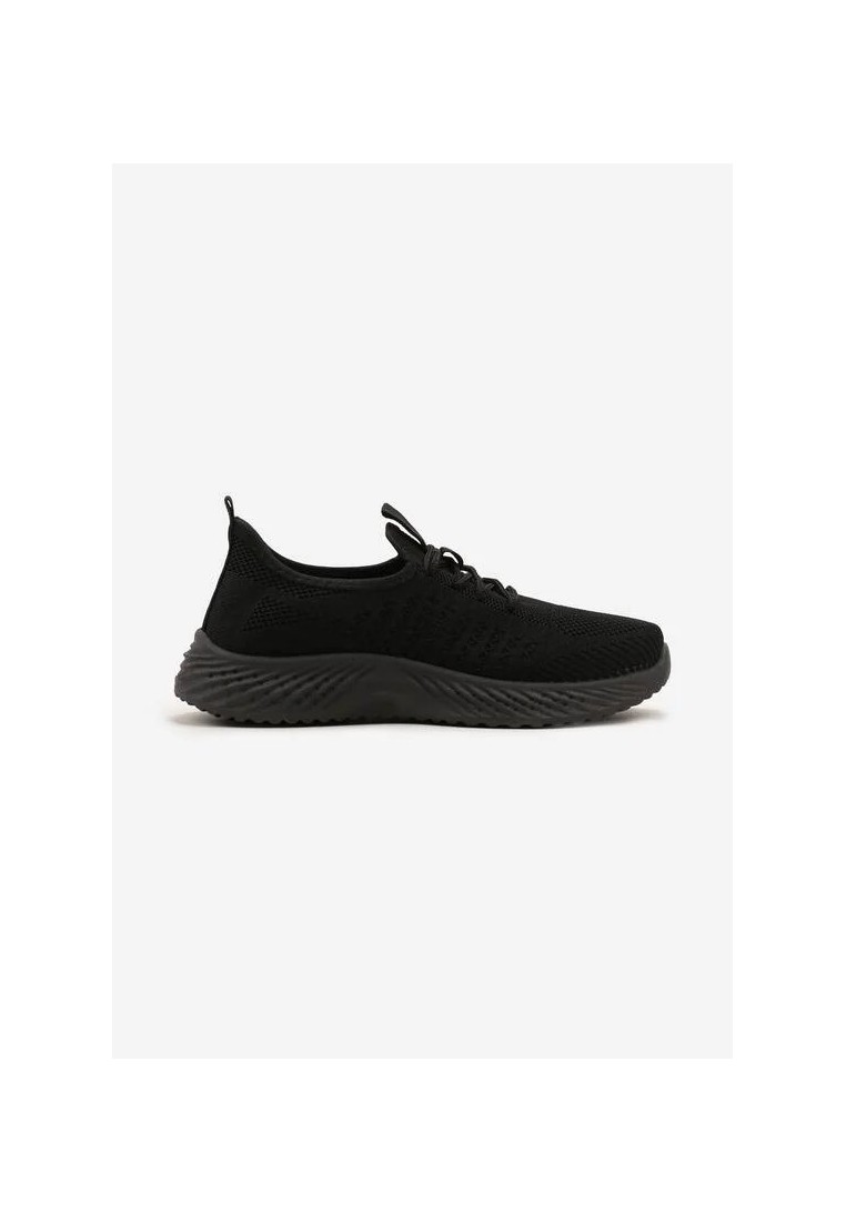 Czarne Sznurowane Buty Sportowe do Kostki